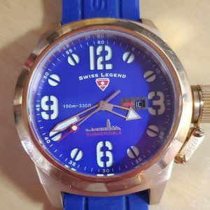Swiss Legend Submersible Men's Watch Gold / Blue Oversized